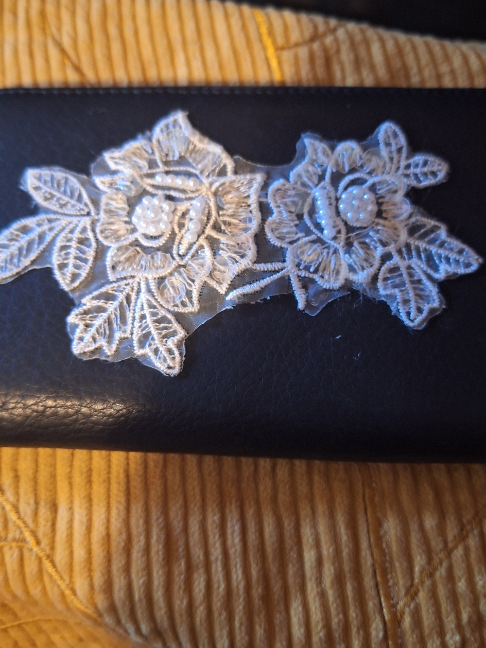 Wilsons Leather Black Wallet with White Lace Applique